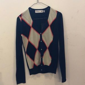 Pringle argyle cotton knit cardigan.